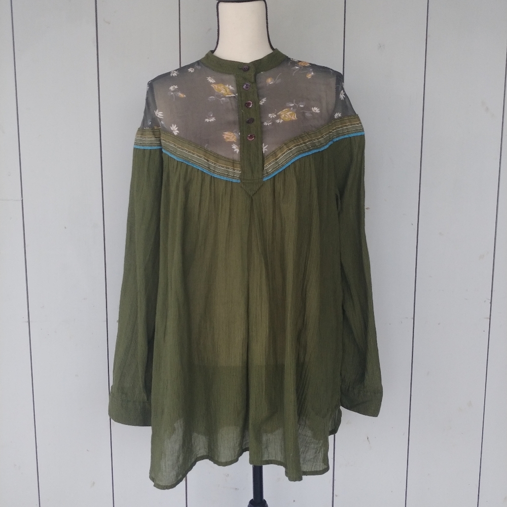 FREE PEOPLE | Hearts And Colors Sheer Floral Tunic Top